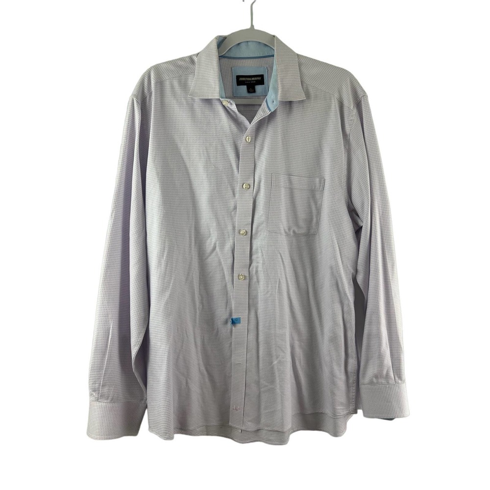 Johnston & Murphy Shirt Adult L Large Blue Flip Cuff Button Up Long Sleeve Mens
